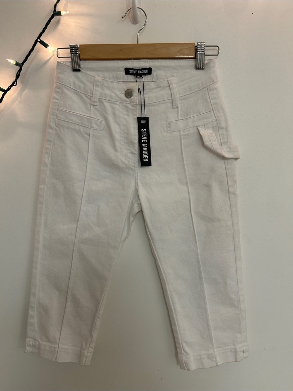 Steve Madden White Cropped Utility Trousers